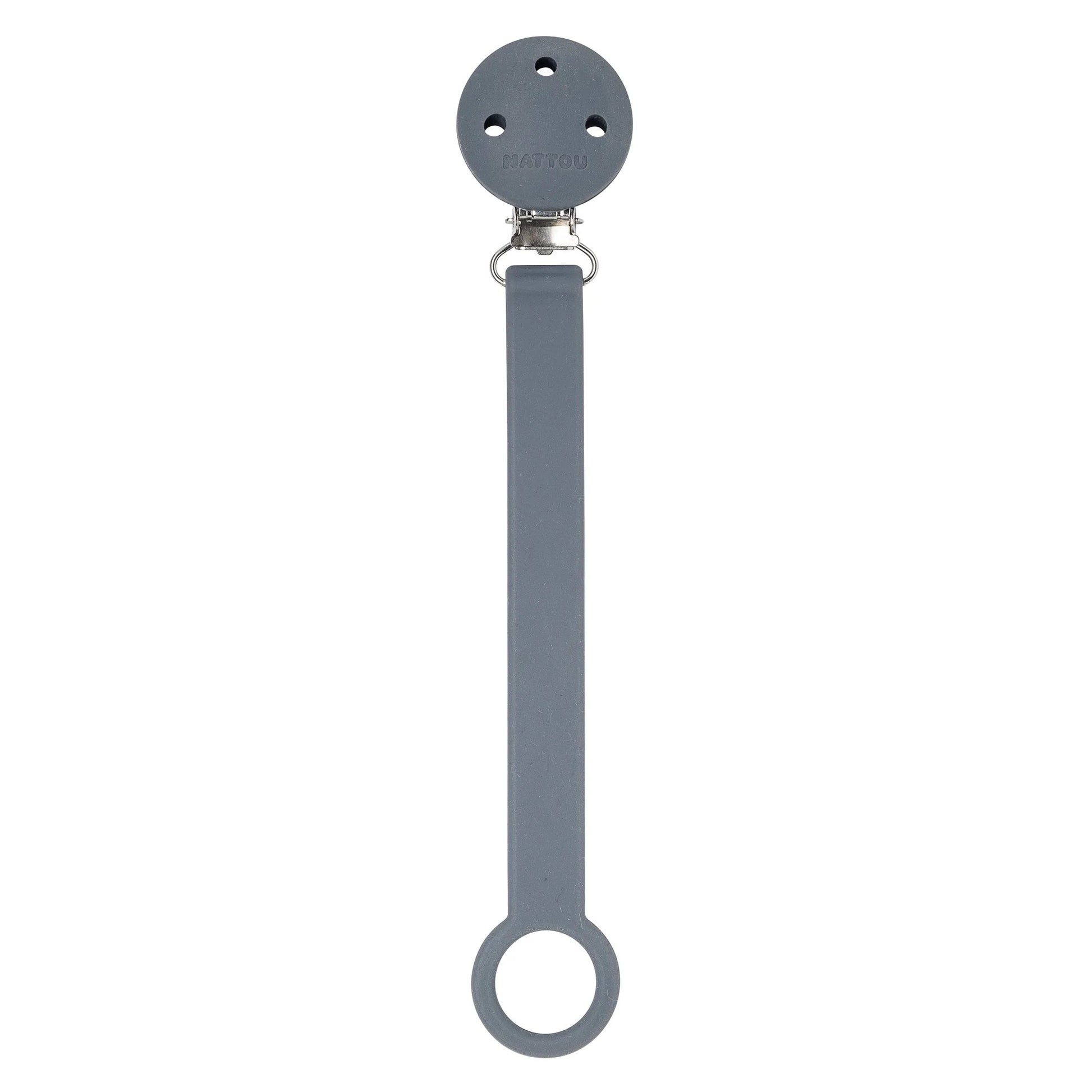Nattou - Silicone & Rubber Pacifier Clip | 21 cm | Dark Grey Nattou - Silicone & Rubber Pacifier Clip | 21 cm | Dark Grey