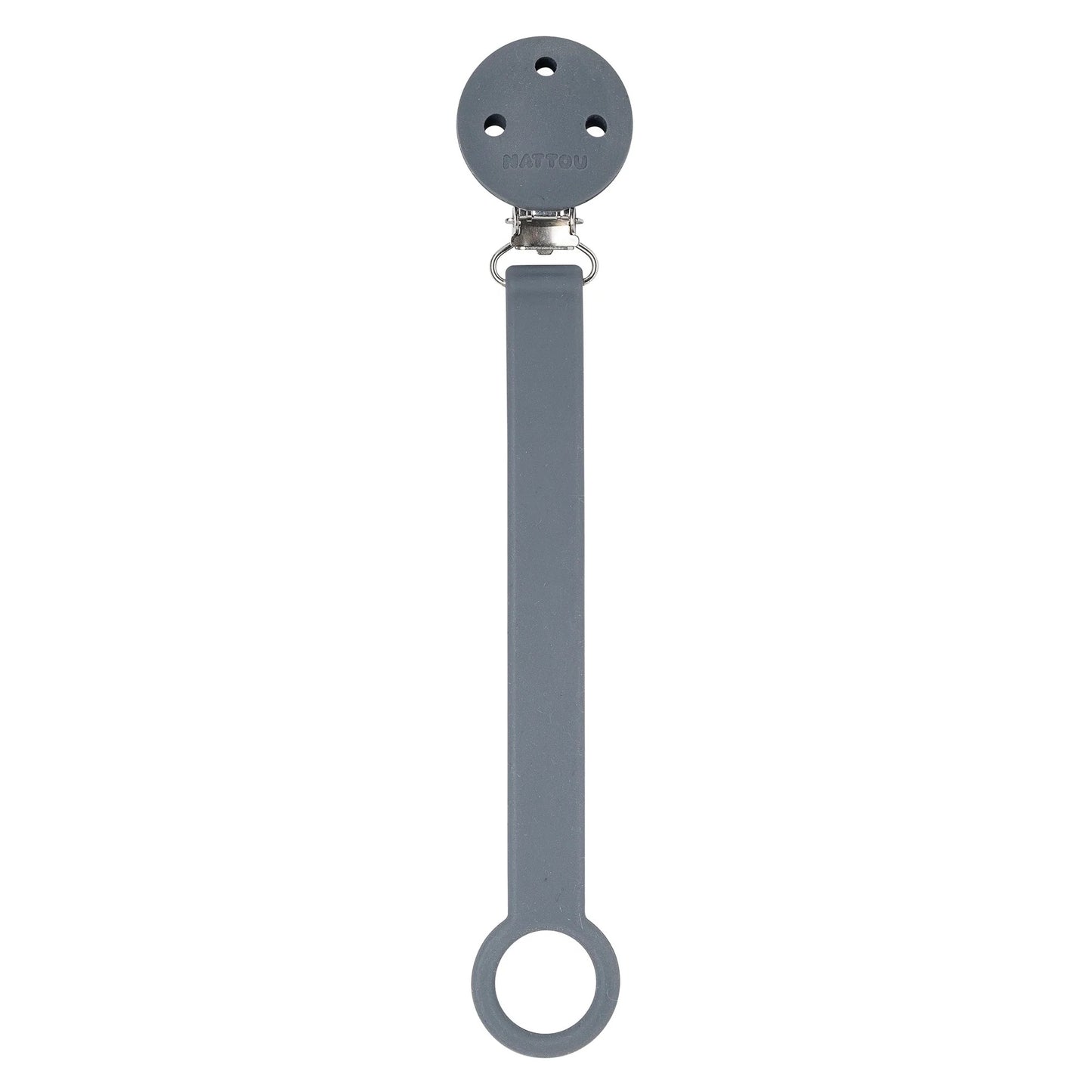 Nattou - Silicone & Rubber Pacifier Clip | 21 cm | Dark Grey