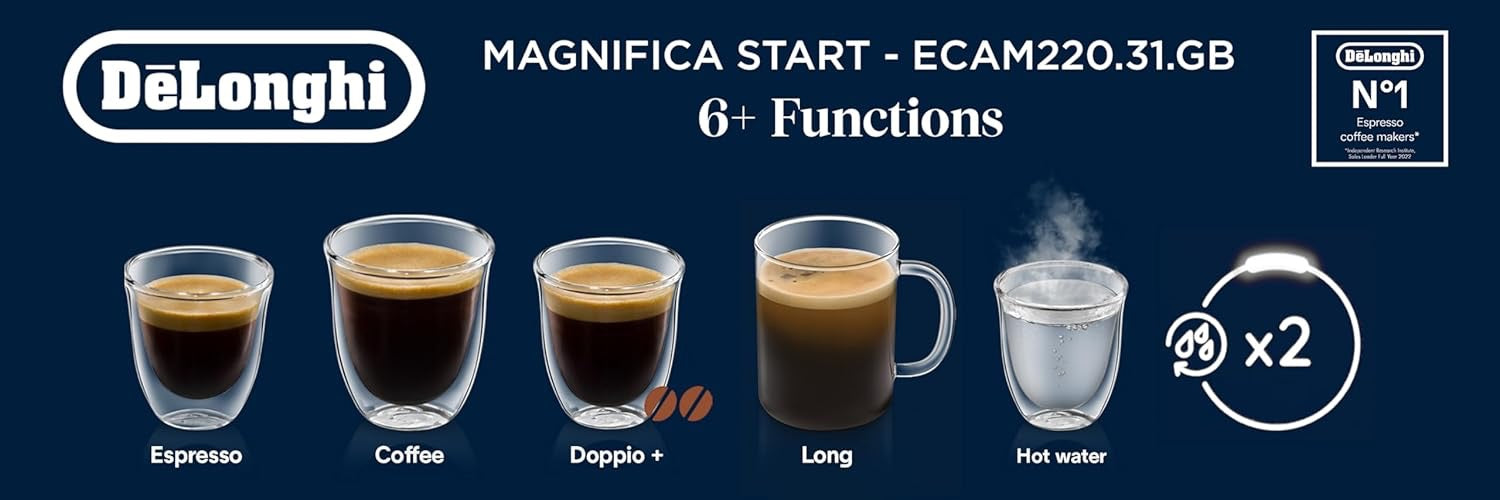 De'Longhi - Magnifica Start | Bean to Cup Coffee Machine | Silver Black De'Longhi - Magnifica Start | Bean to Cup Coffee Machine | Silver Black