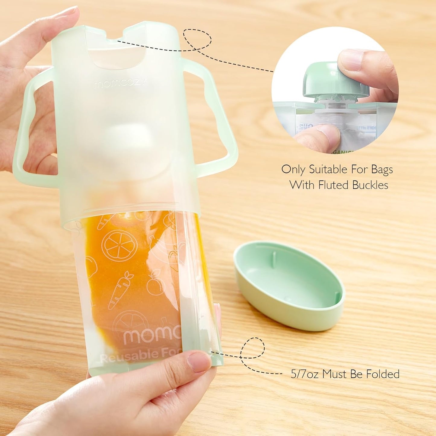 Momcozy - Squeeze Station Baby Food Maker + 5 Reusable Pouches