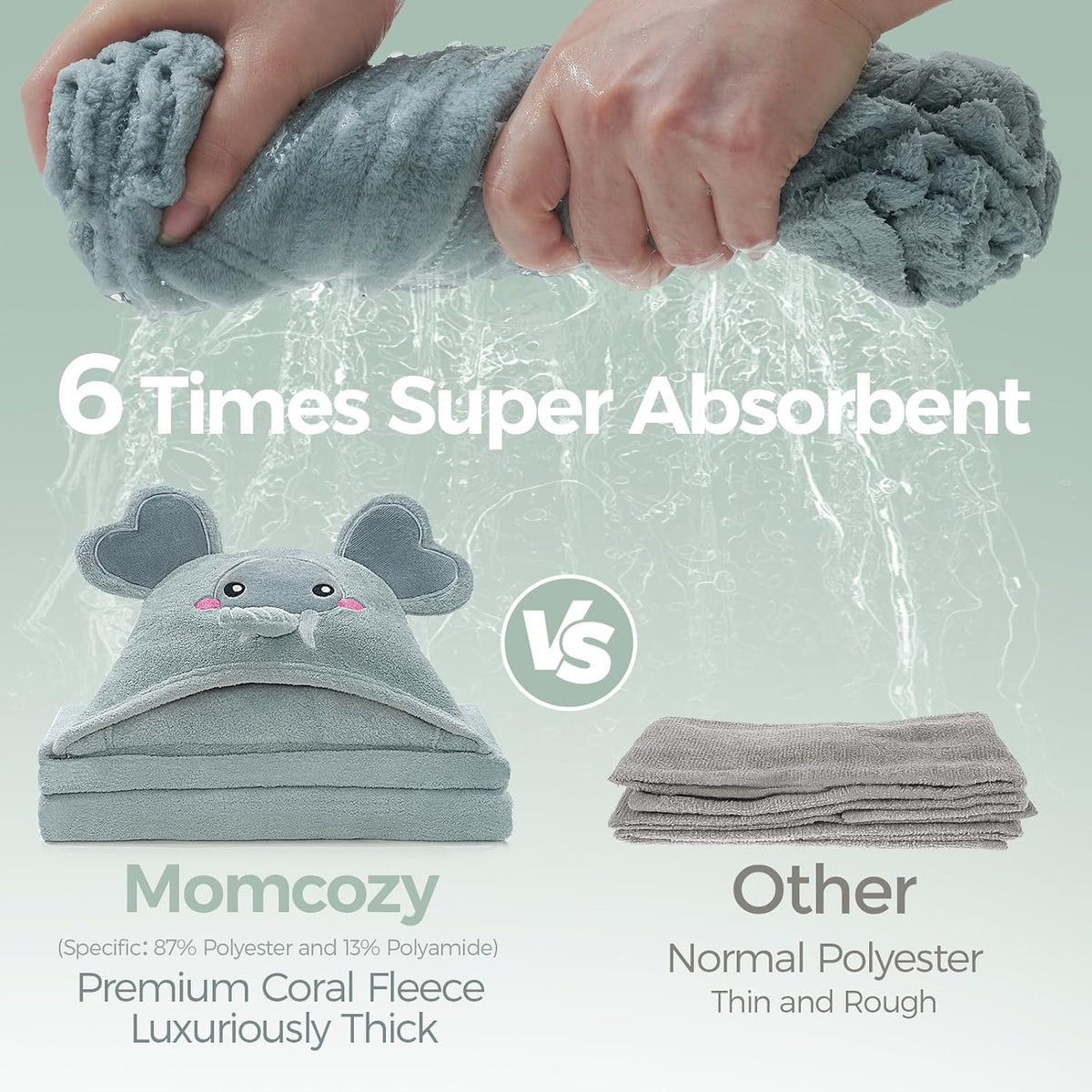 Momcozy - منشفة استحمام للأطفال بغطاء رأس | عبوتان، أسود Momcozy - منشفة استحمام للأطفال بغطاء رأس | عبوتان، أسود