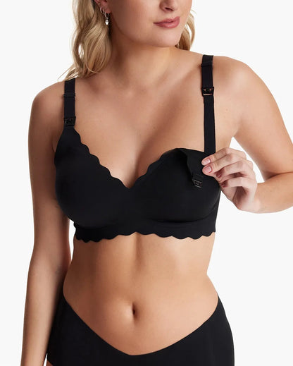 Momcozy - Seamless Support Floral Nursing Bra with Jelly Strip | Black