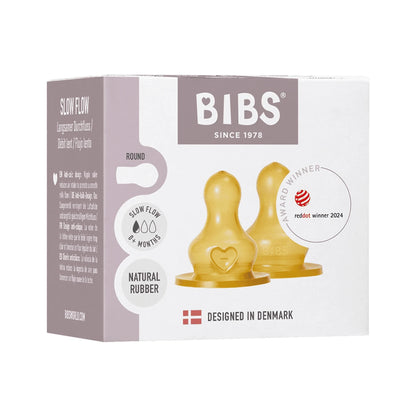 حلمات رضاعة أطفال من اللاتكس من BIBS | عبوة من قطعتين | تدفق بطيء | من عمر 0+ أشهر