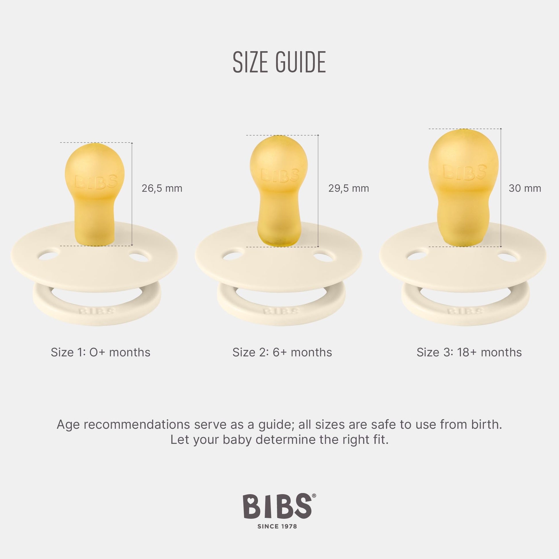 BIBS - Natural Latex Pacifier | Size 1 | 1 Pack | Iron BIBS - Natural Latex Pacifier | Size 1 | 1 Pack | Iron