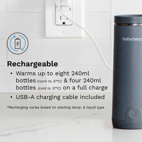 Baby Brezza - Superfast Portable Bottle Warmer | Rechargeable For Formula And Breastmilk