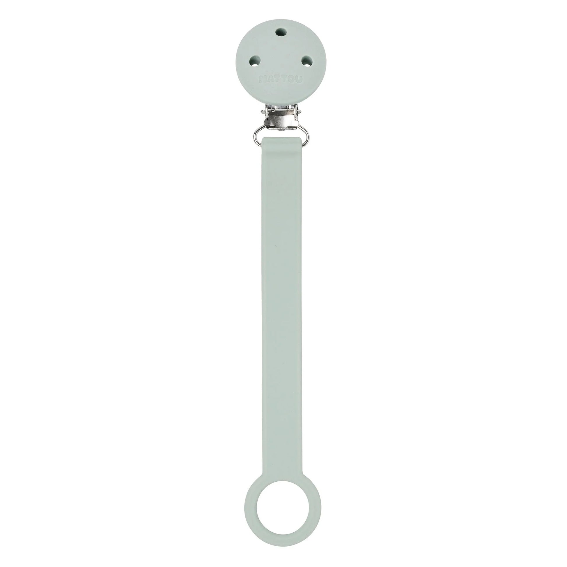 Nattou - Silicone & Rubber Pacifier Clip | 21 cm | Sage Green Nattou - Silicone & Rubber Pacifier Clip | 21 cm | Sage Green