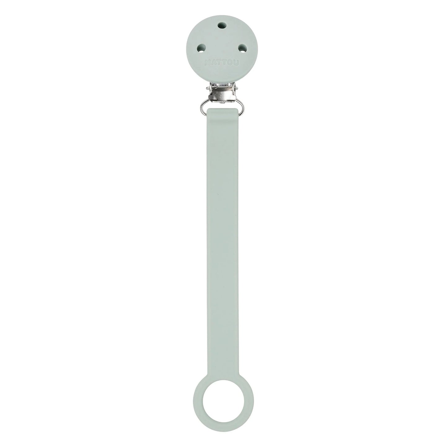 Nattou - Silicone & Rubber Pacifier Clip | 21 cm | Sage Green