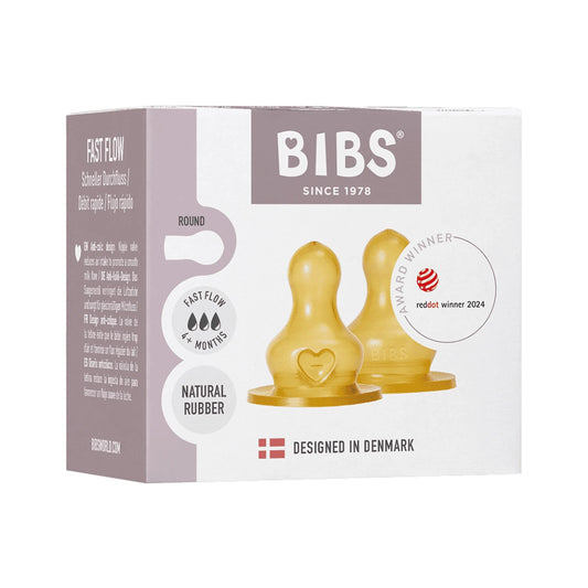 BIBS - Baby Bottle Latex Nipple | 2 Pack | Fast Flow | 4+ Months