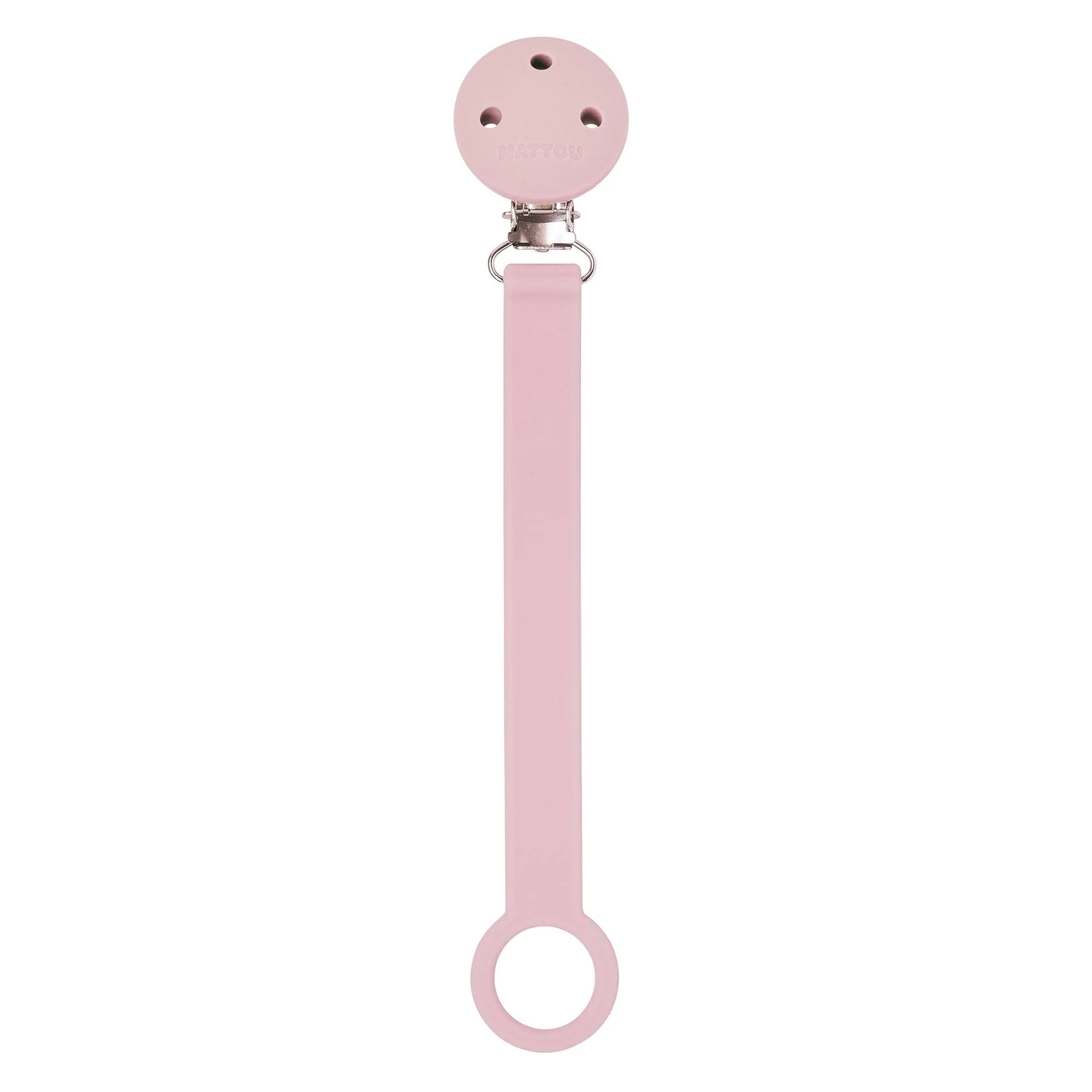 Nattou - Silicone & Rubber Pacifier Clip | 21 cm | Pink Nattou - Silicone & Rubber Pacifier Clip | 21 cm | Pink