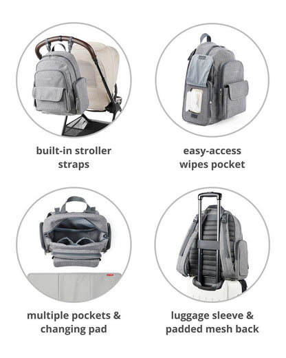 Skip Hop - Luna Diaper Backpack - Heather Grey