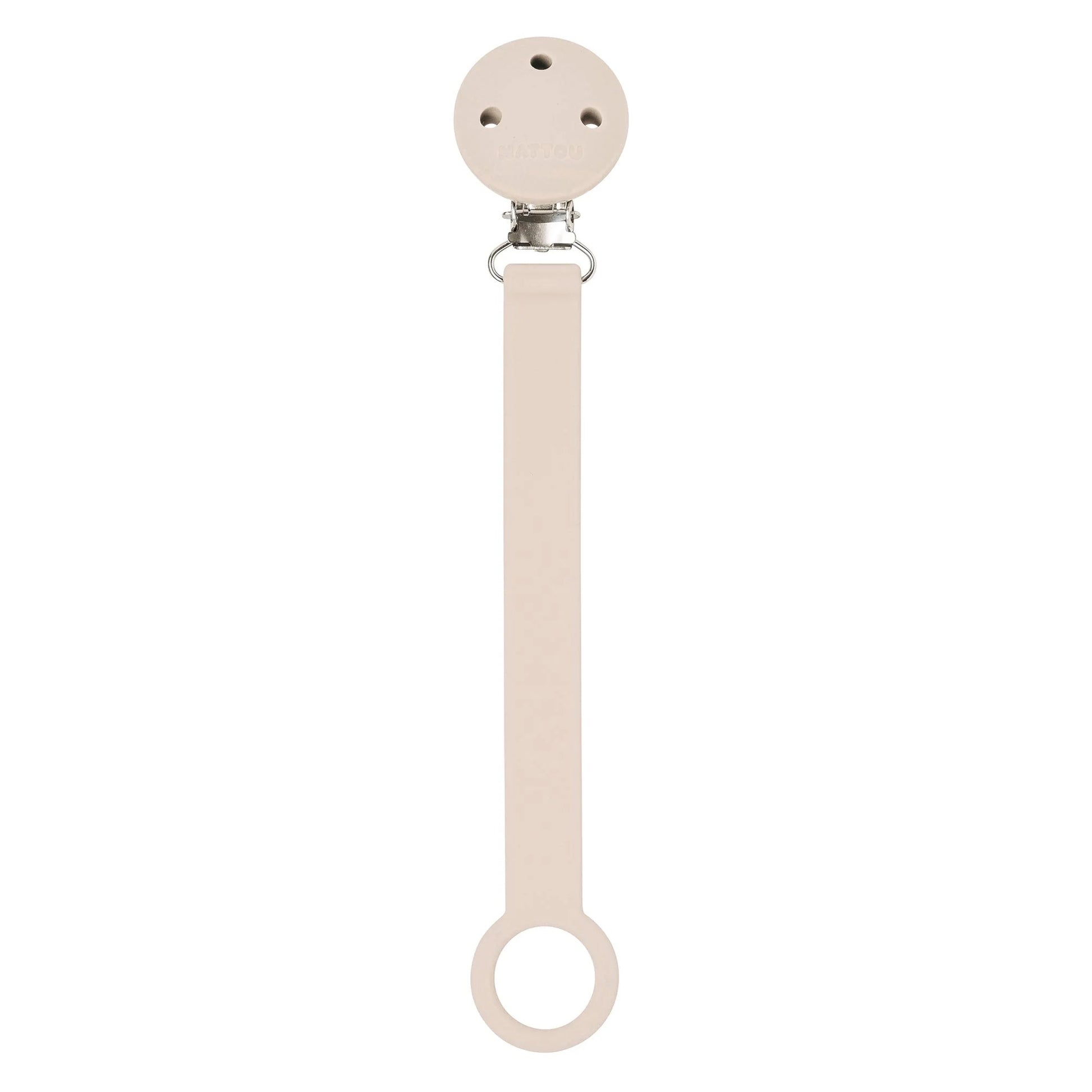 Nattou - Silicone & Rubber Pacifier Clip | 21 cm | Beige Nattou - Silicone & Rubber Pacifier Clip | 21 cm | Beige