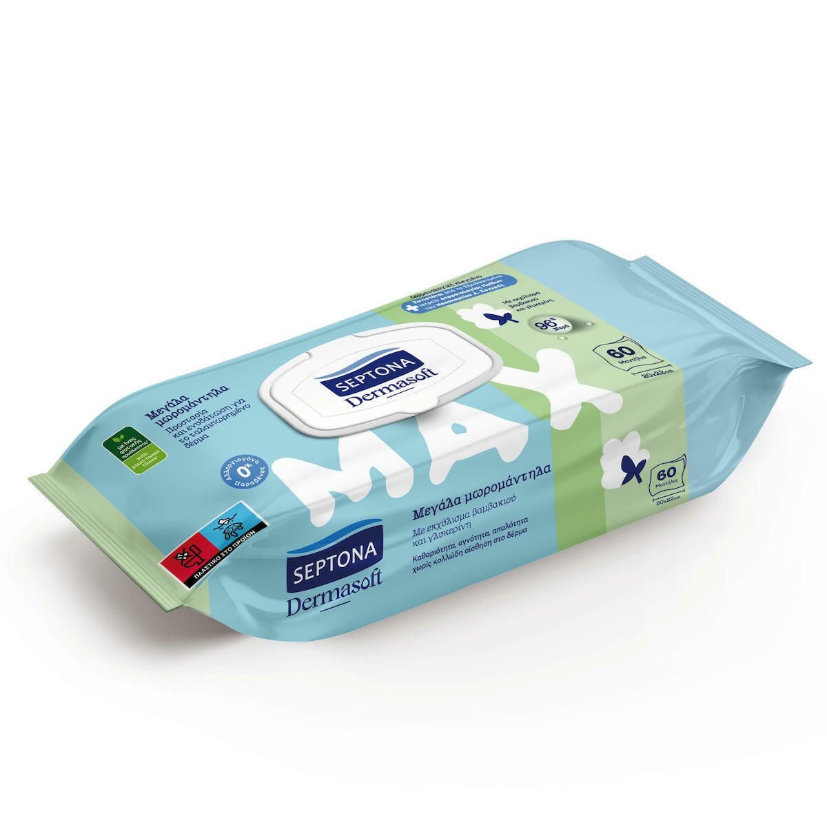 Septona - Max Wet Wipes | Large 96% Water Wipes | 60pcs