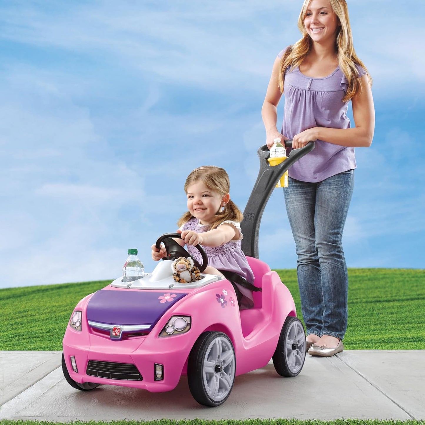 Step2 - Whisper Ride II Kids Push Car | Quick Fold Handle | Pink