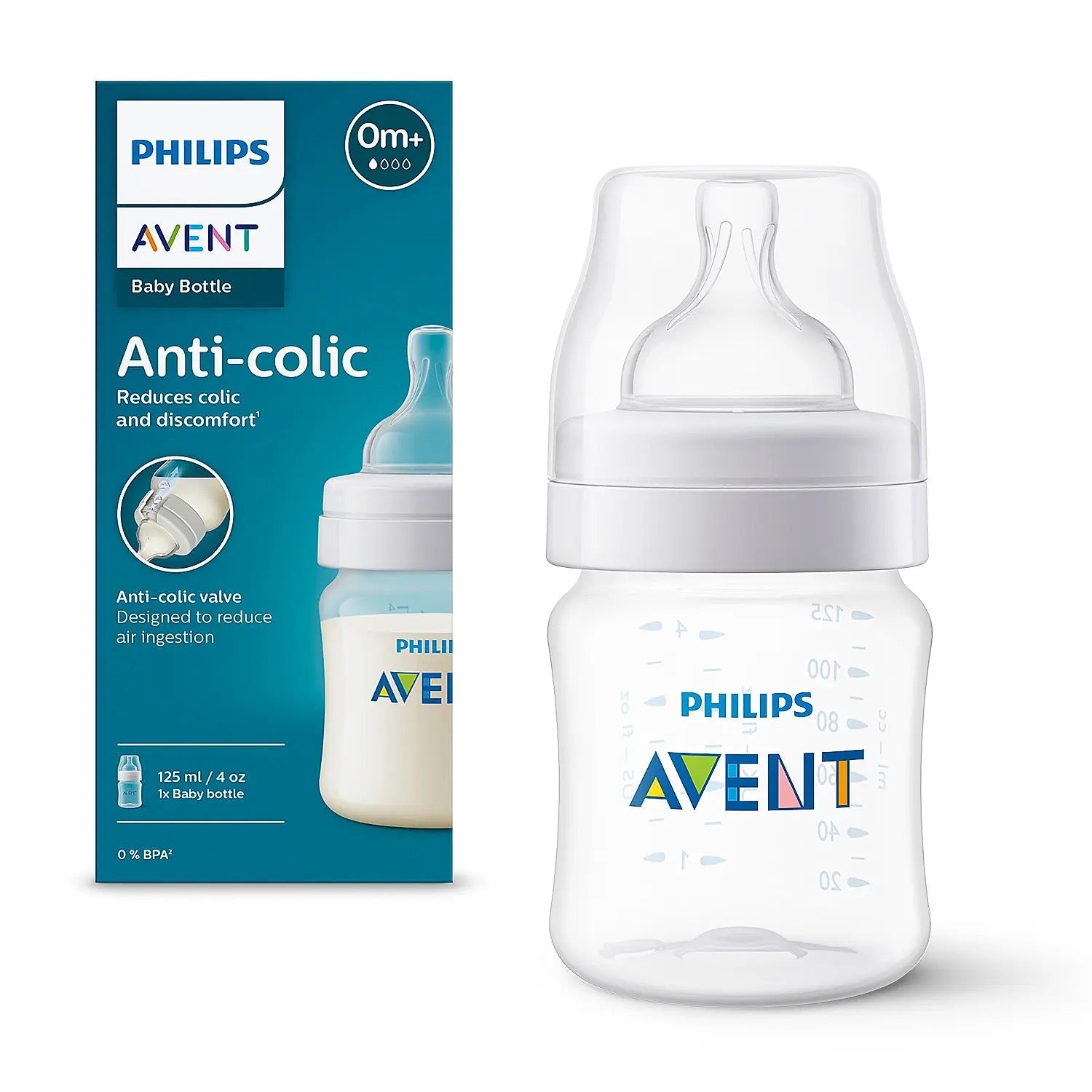 Philips Avent - Anti-colic Baby Bottle 125ml | 0m+ | White Philips Avent - Anti-colic Baby Bottle 125ml | 0m+ | White