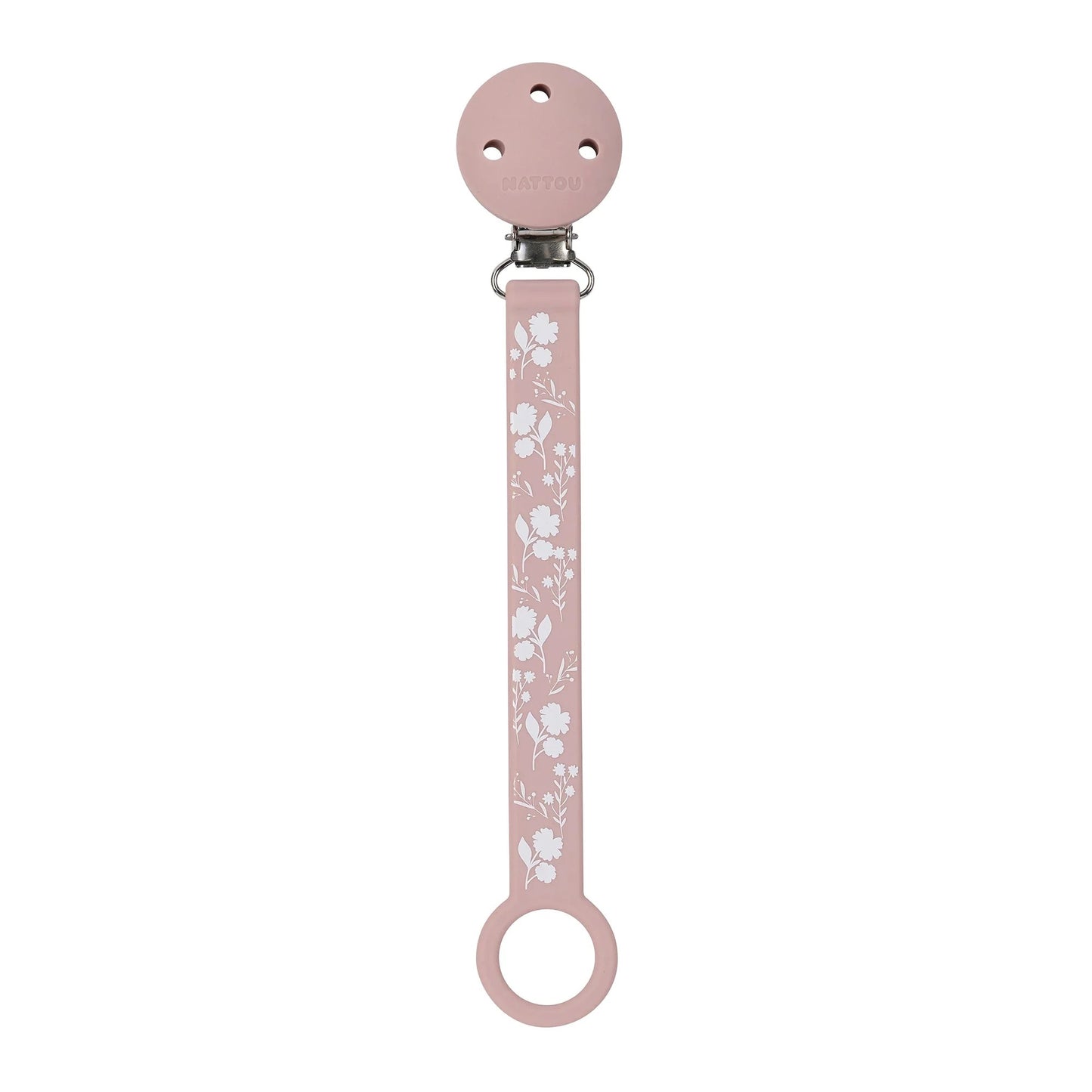 Nattou - Silicone & Rubber Pacifier Clip | 21 cm | Pink Pattern