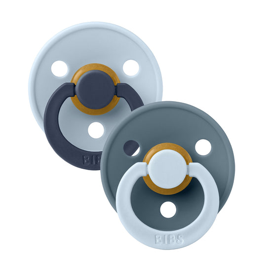 BIBS - Natural Latex Pacifier | Size 2 | 2 Pack | Baby Blue - Petrol Fusion Mix