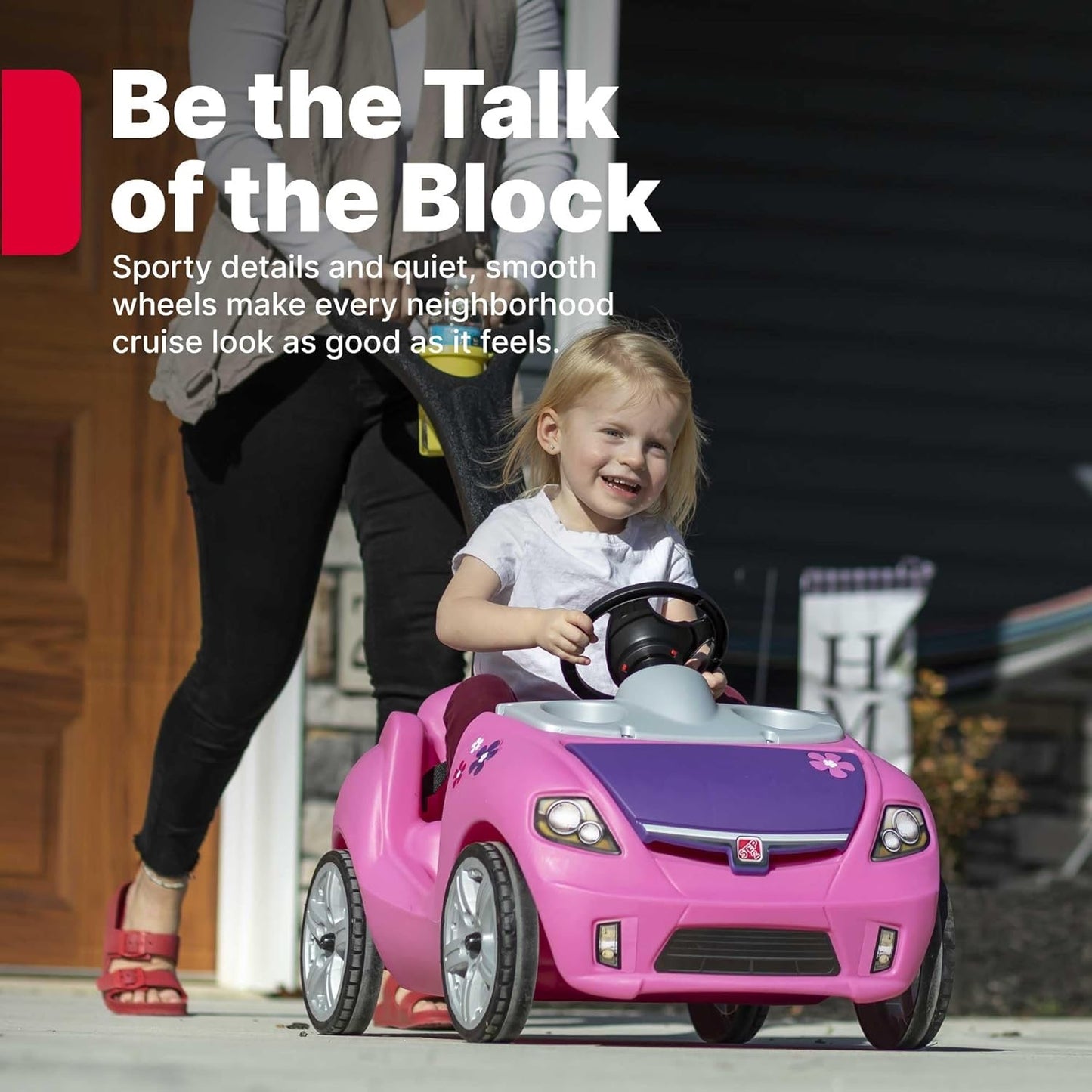 Step2 - Whisper Ride II Kids Push Car | Quick Fold Handle | Pink