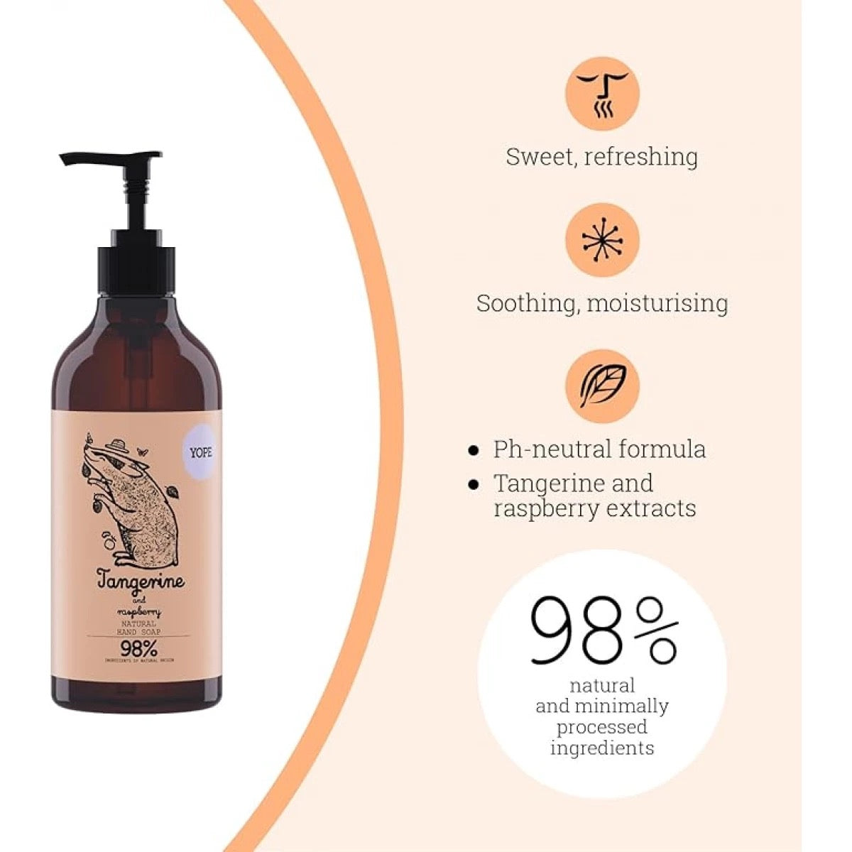 YOPE Natural Liquid Hand Soap Tangerine 500ml YOPE Natural Liquid Hand Soap Tangerine 500ml
