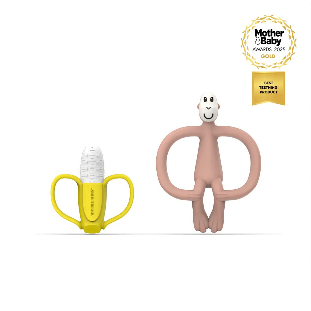 Matchstick Monkey - Monkey Teether & Banana Gift Set | Dusty Pink Matchstick Monkey - Monkey Teether & Banana Gift Set | Dusty Pink