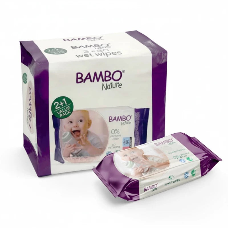 Bambo Nature Wet Wipes | Value Pack | 3x80 Wipes Bambo Nature Wet Wipes | Value Pack | 3x80 Wipes
