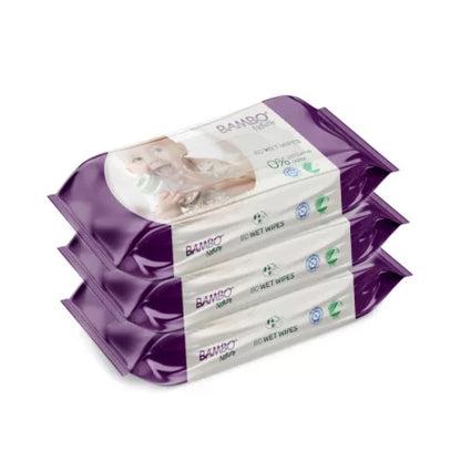 Bambo Nature Wet Wipes | Value Pack | 3x80 Wipes