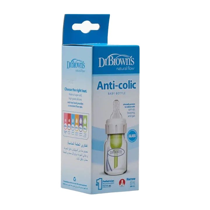 دكتور براونز - زجاجة برقبة ضيقة + خيارات + | 60 مل | حلمة المستوى 1