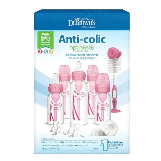 Dr. Brown's - Narrow Anti-Colic Options+ Baby Bottles Gift Set | Pink