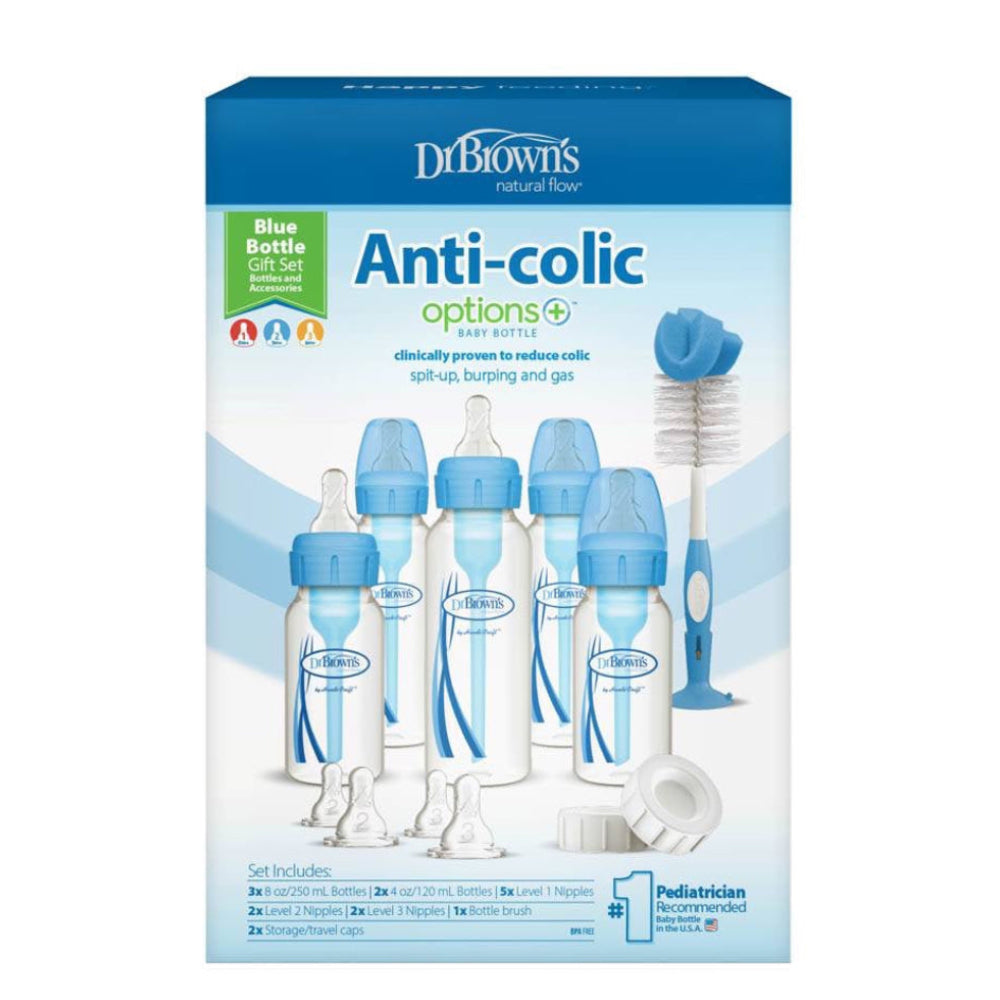 Dr. Brown's - Narrow Anti-Colic Options+ Baby Bottles Gift Set | Blue