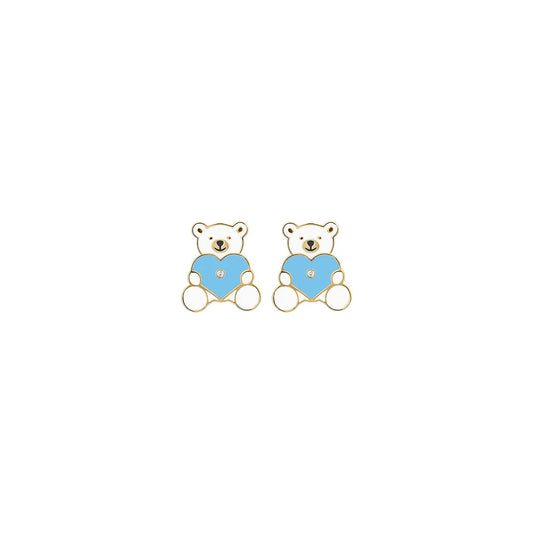 Blue Teddy Bear Kid's Diamond Earrings