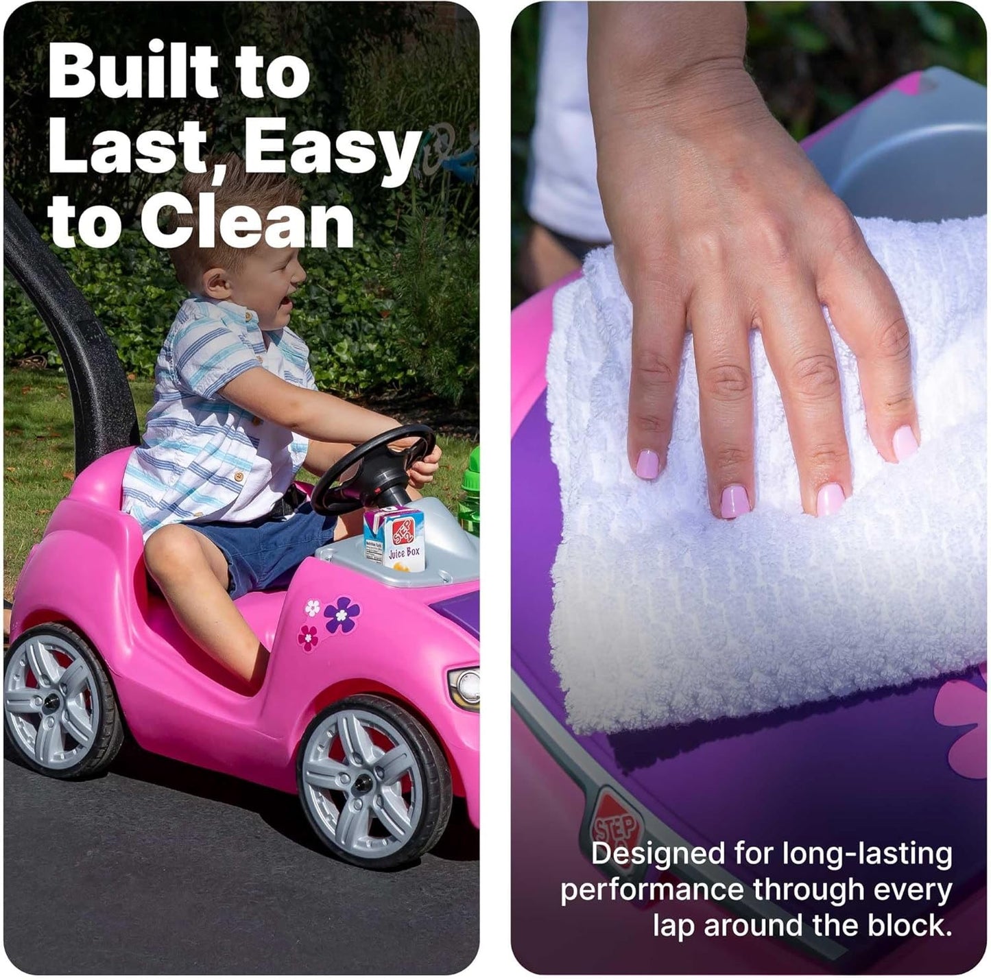 Step2 - Whisper Ride II Kids Push Car | Quick Fold Handle | Pink