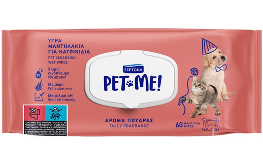 Septona Pet Me | Regular Pet Wet Wipes | Talcy Fragrance | 60 Wipes