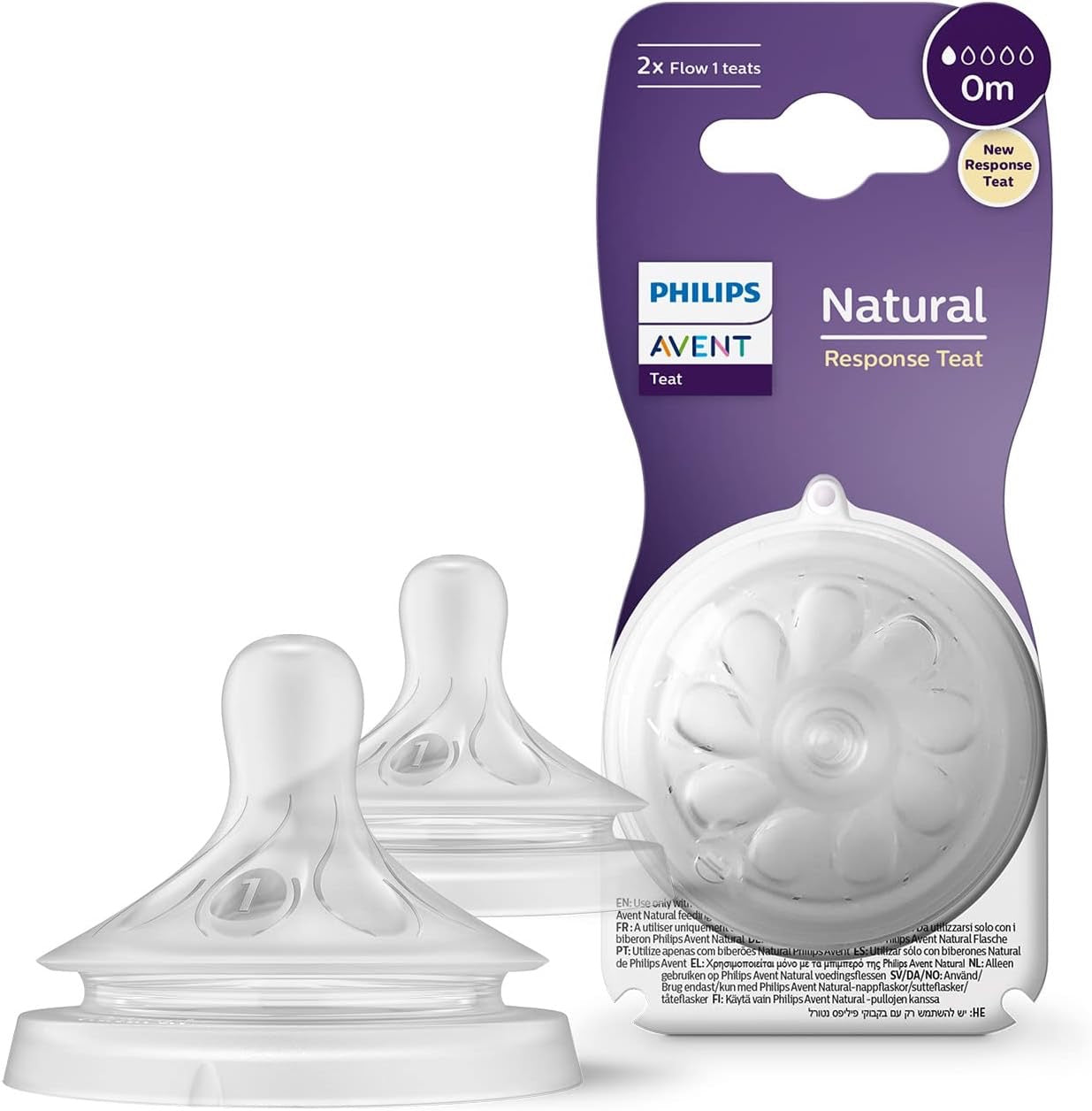 Philips Avent - Natural Response Nipple | 0m | Flow 1 | 2 Pack Philips Avent - Natural Response Nipple | 0m | Flow 1 | 2 Pack