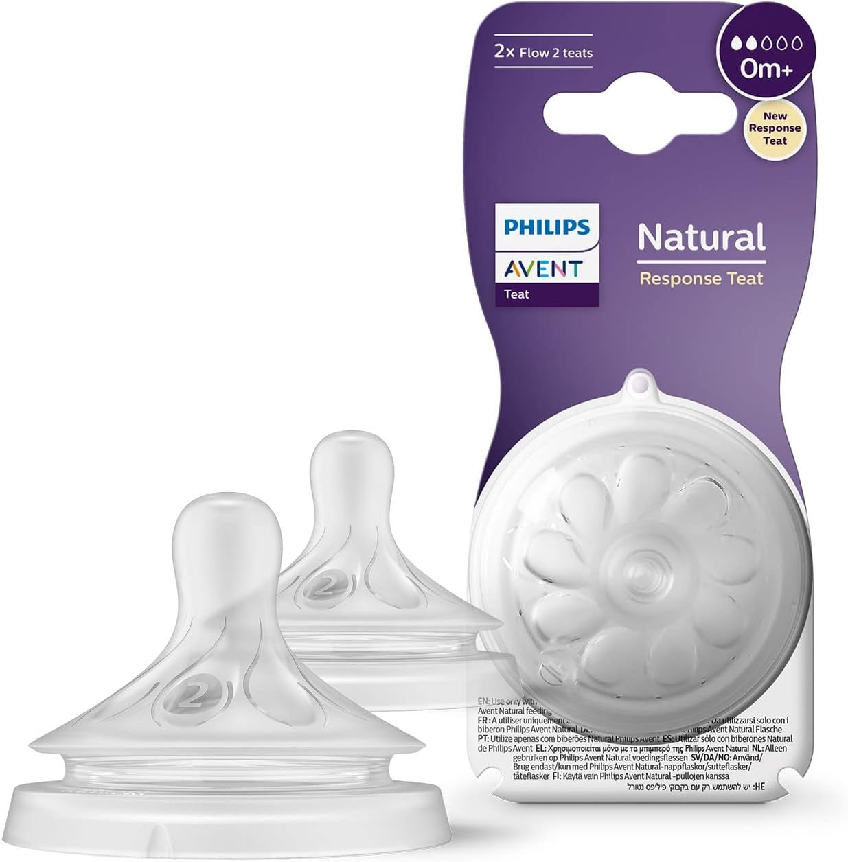 Philips Avent - Natural Response Nipple | 0m+ | Flow 2 | 2 Pack Philips Avent - Natural Response Nipple | 0m+ | Flow 2 | 2 Pack