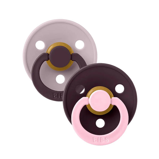 BIBS - Natural Latex Pacifier | Size 2 | 2 Pack | Dusky Lilac - Plum Fusion Mix