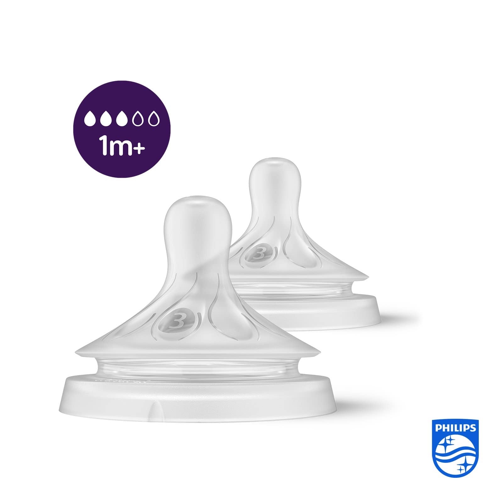 Philips Avent - Natural Response Nipple | 1m+ | Flow 3 | 2 Pack Philips Avent - Natural Response Nipple | 1m+ | Flow 3 | 2 Pack