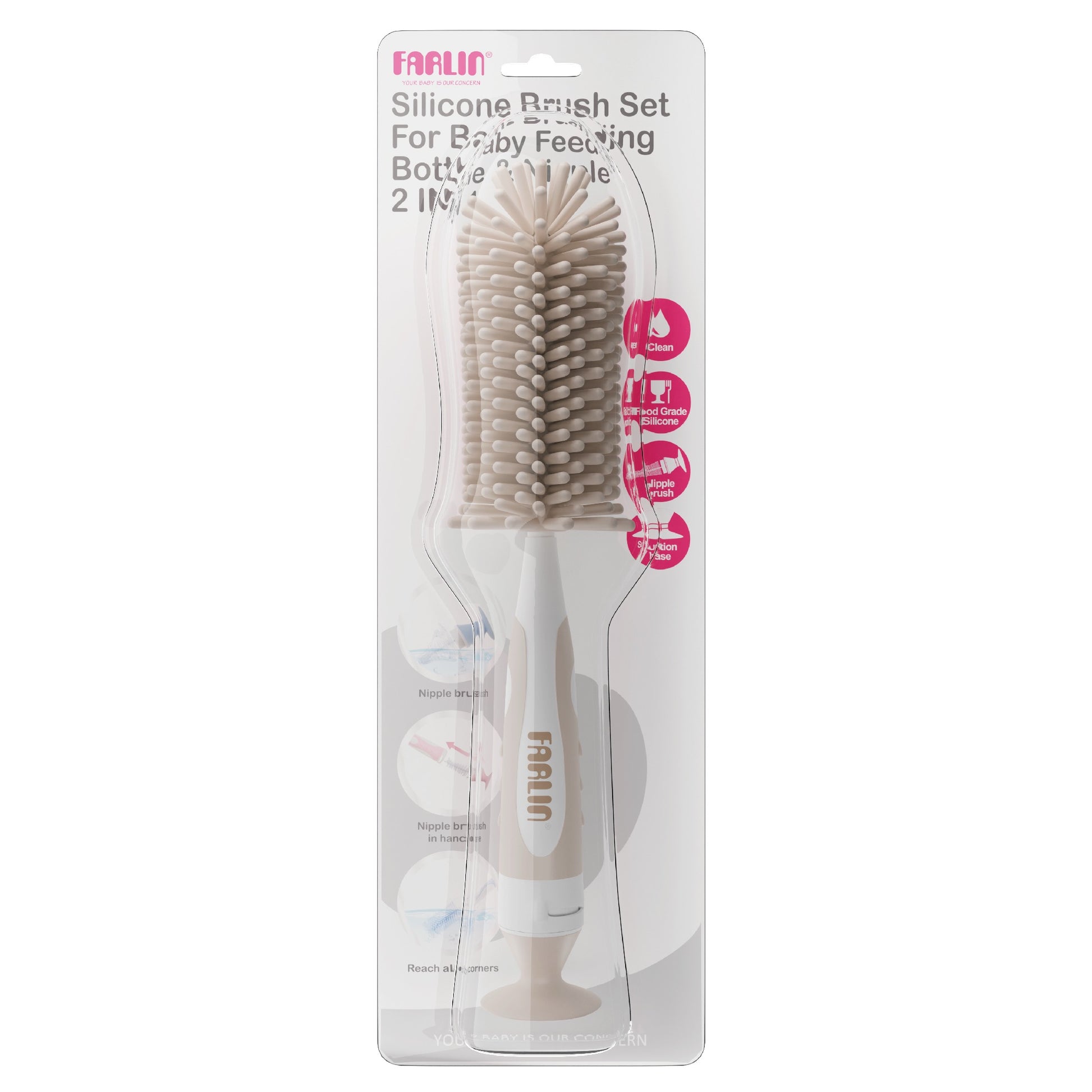 Farlin - Farlin Silicone Bottle and Nipple Brushes Farlin - Farlin Silicone Bottle and Nipple Brushes