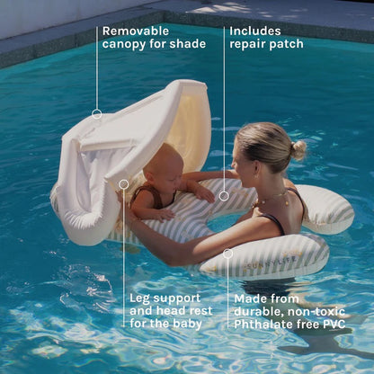 SUNNYLiFE - Float Together Baby Seat with Removable Canopy | Duck Sage Stripe