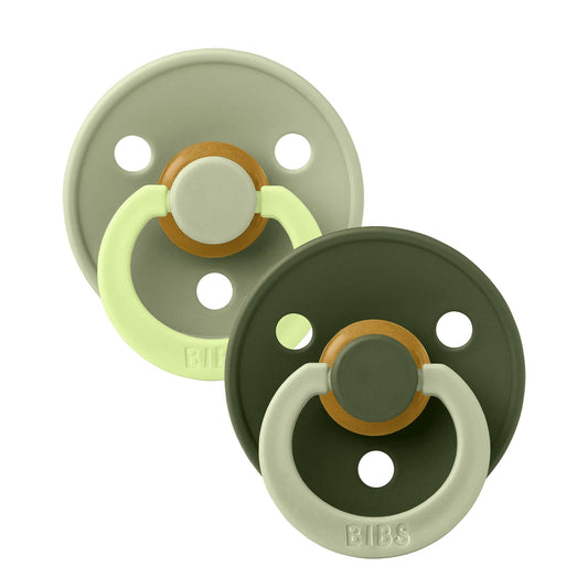 BIBS - Natural Latex Pacifier | Size 2 | 2 Pack | Sage - Hunter Green Fusion Mix