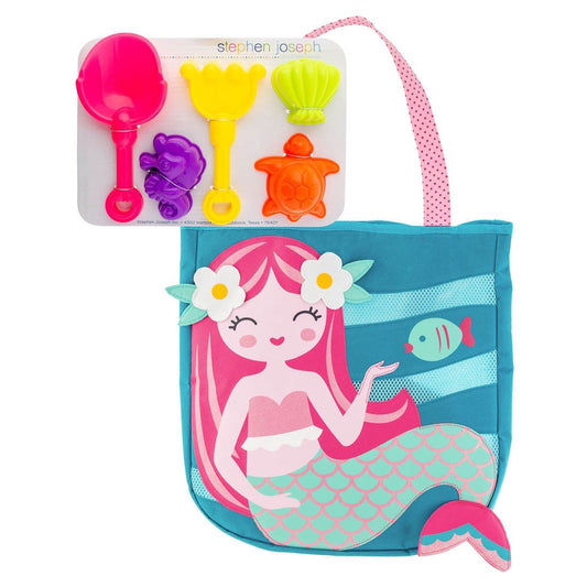 Stephen Joseph - Beach Totes with Sand Toy Play Set - Mermaid