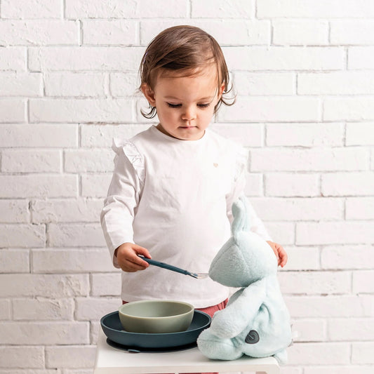 Nattou Silicone Tableware Set with Bib 4 pieces Green — BambiniJO Jordan