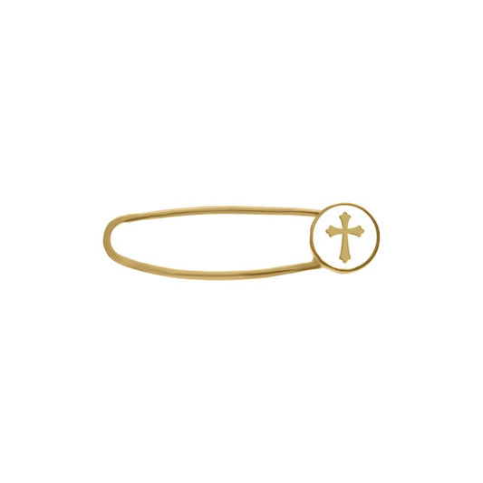 Cross Round Baby Pin | Yellow Gold
