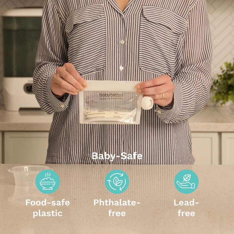 Baby Brezza - أكياس تخزين الحليب القابلة لإعادة الاستخدام مع قمع تعبئة | 10 عبوات Baby Brezza - أكياس تخزين الحليب القابلة لإعادة الاستخدام مع قمع تعبئة | 10 عبوات