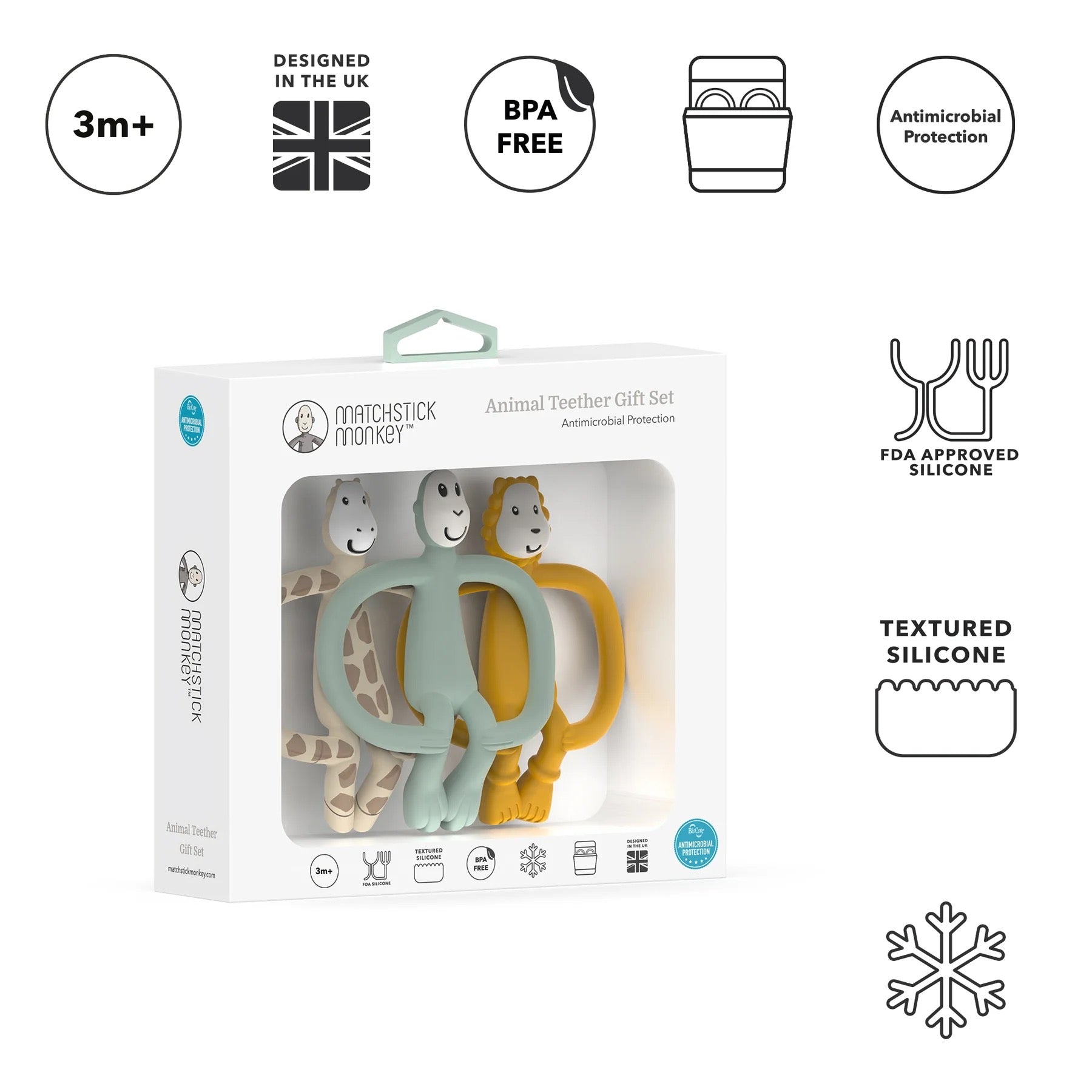 Matchstick Monkey - Animal Teether Gift Set | Pack Of 3 Matchstick Monkey - Animal Teether Gift Set | Pack Of 3