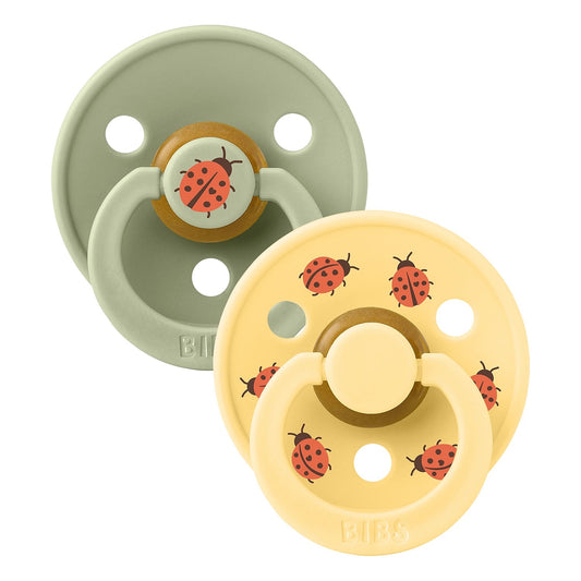 BIBS - Natural Latex Pacifier | Size 1 | 2 Pack | Ladybug Sage Mix