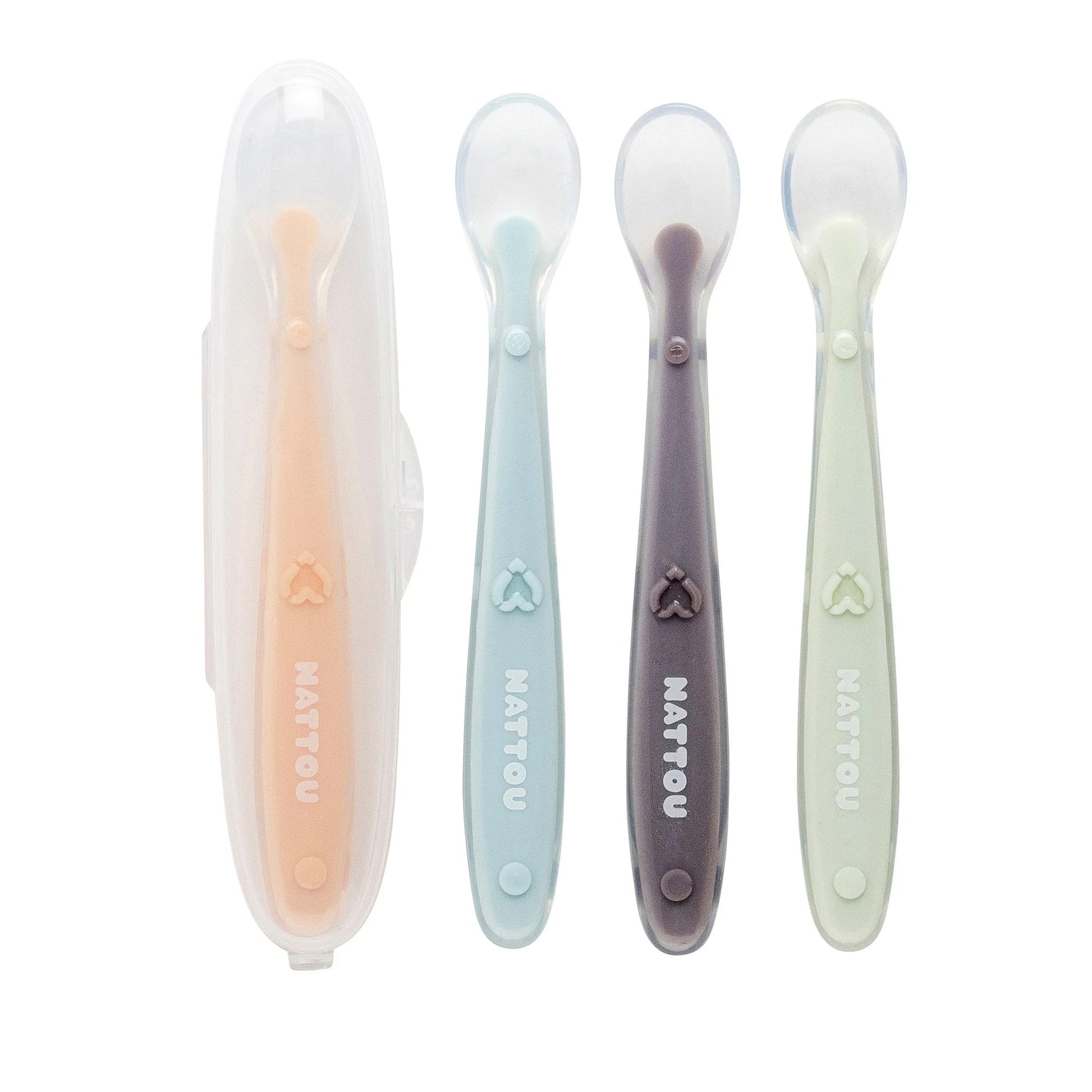 Nattou - Silicone Children 4 Spoons Set with Case Nattou - Silicone Children 4 Spoons Set with Case