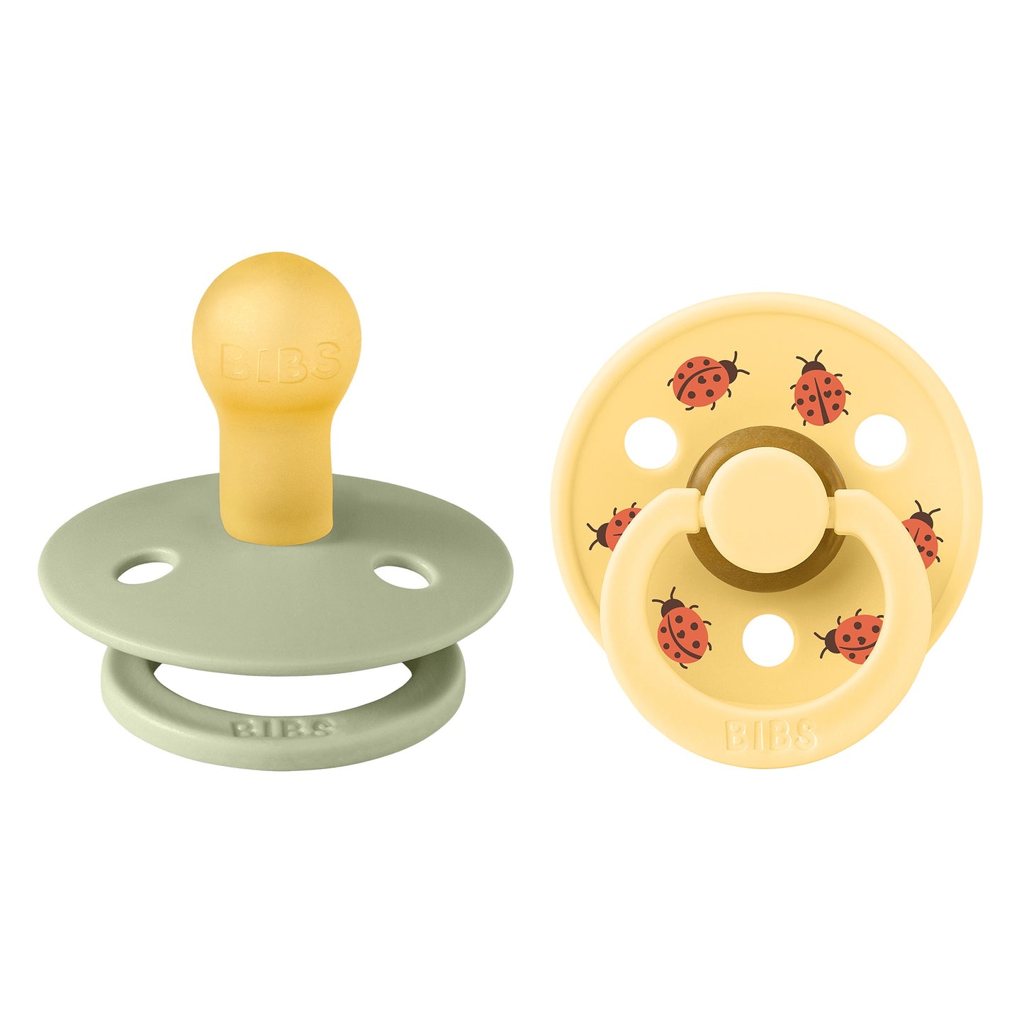 BIBS - Natural Latex Pacifier | Size 1 | 2 Pack | Ladybug Sage Mix