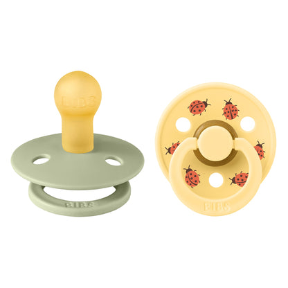 BIBS - Natural Latex Pacifier | Size 1 | 2 Pack | Ladybug Sage Mix