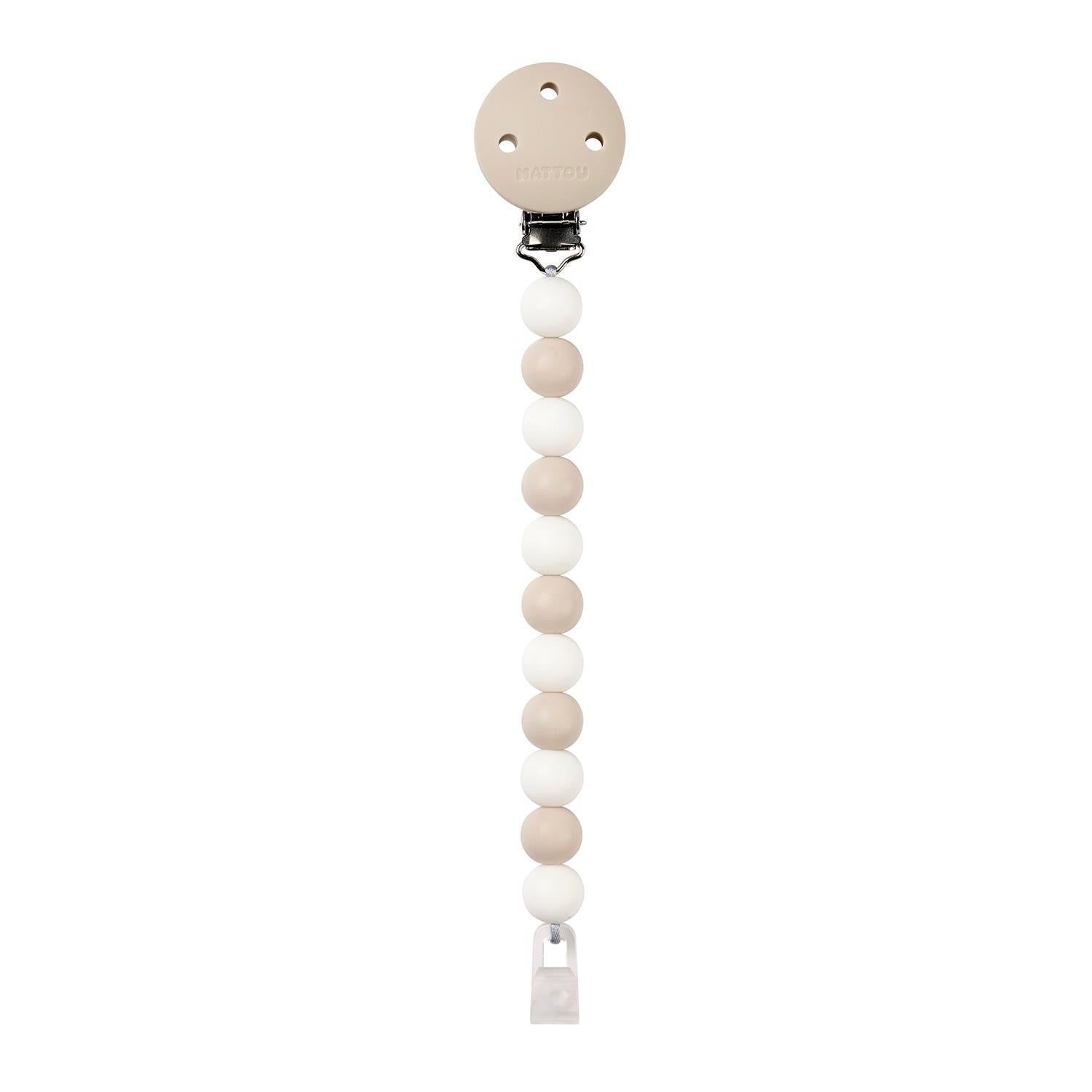 Nattou - Pacifinder Pacifier Clip | Clay White Nattou - Pacifinder Pacifier Clip | Clay White