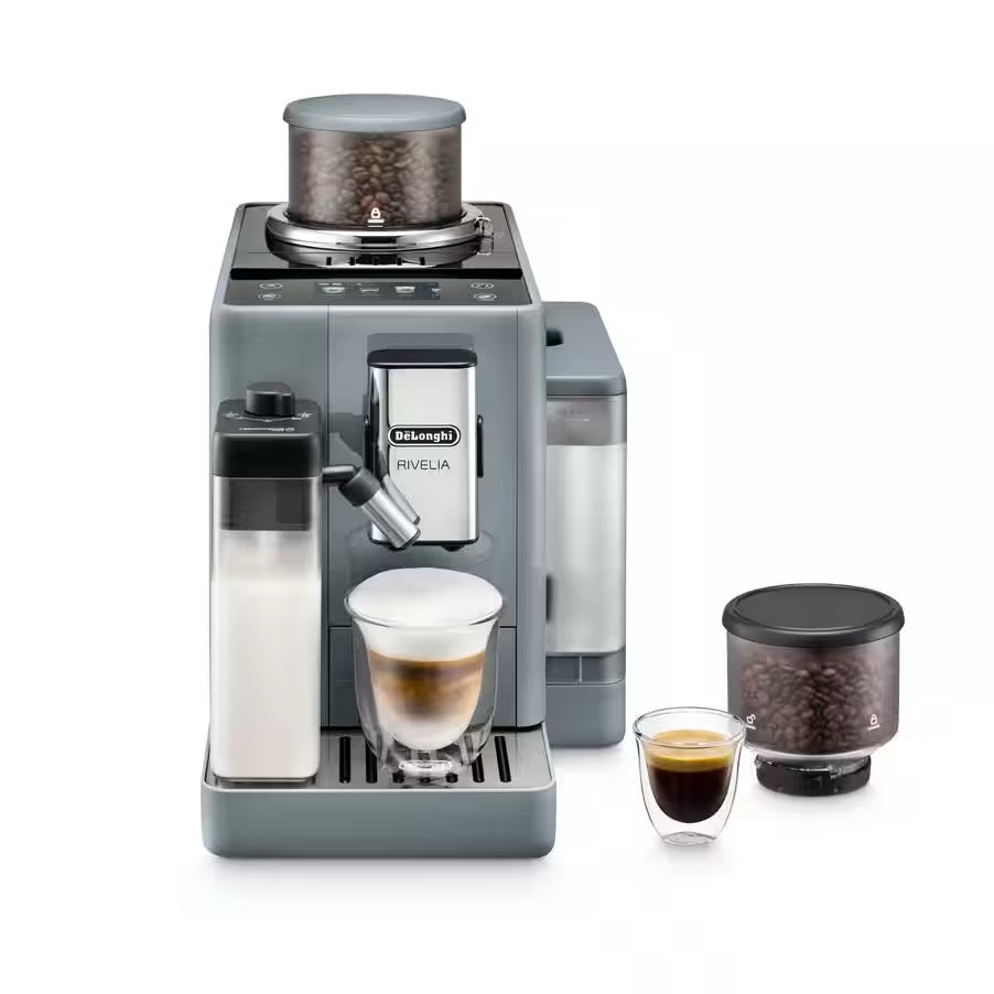 De'Longhi - Rivelia With Auto Milk Fully Automatic Coffee Machine | Pebble Grey | EXAM440.55.G