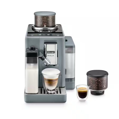 De'Longhi - Rivelia With Auto Milk Fully Automatic Coffee Machine | Pebble Grey | EXAM440.55.G